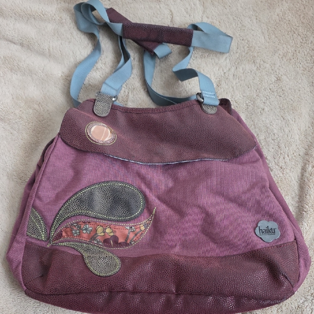 Haiku Burgundy and Blue Shoulder Bag